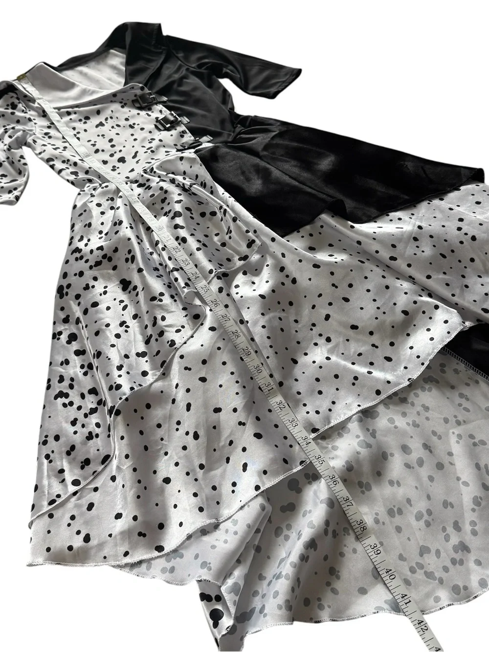 Cruella De Vil Costume Girls M Black White Dalmatian Dress Halloween